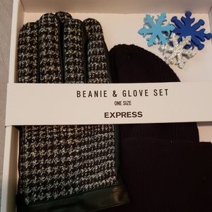 Express Brand Mens Beanie & Glove Set